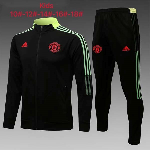 Enfant Survetement Manchester United 2022 Noir Vert